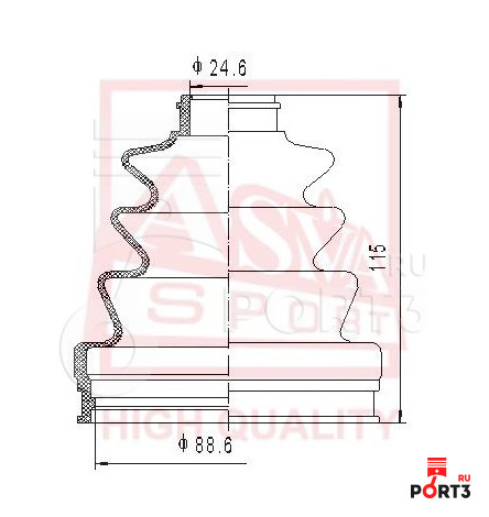 ASVA ASBT71 Пыльник, приводной вал