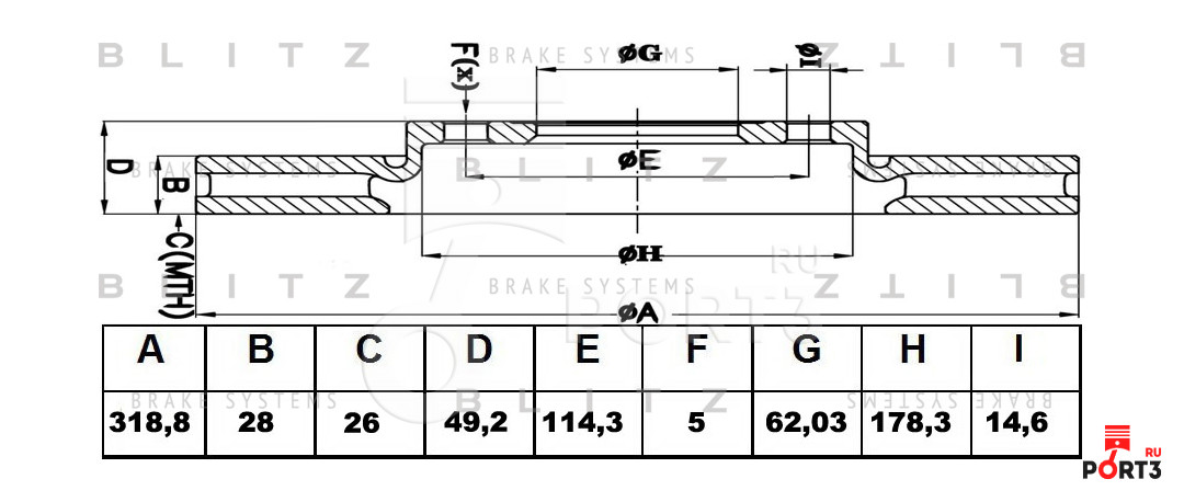 BLITZ BS0324 Диск тормозной | Перед |
