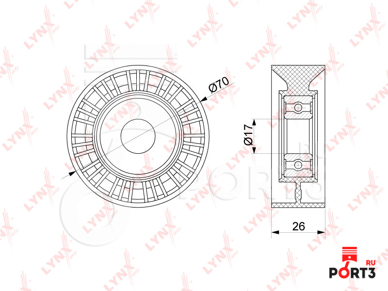 LYNX PB5253 Натяжной ролик, поликлиновой ремень