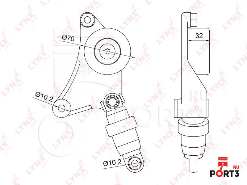LYNX PT3043 Натяжитель ремня, клиновой зубча