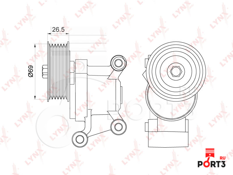 LYNX PT3196 Натяжитель ремня, клиновой зубча