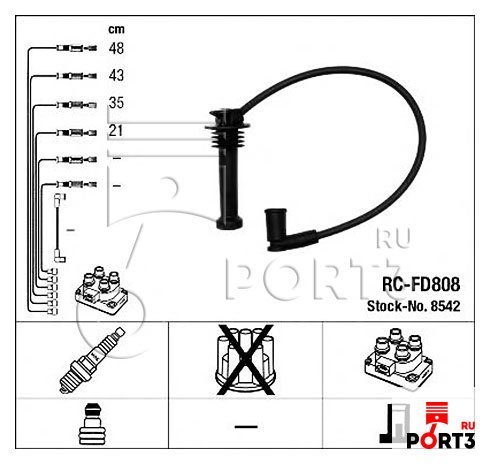 8542 Комплект проводов зажигания Ford Focus, Mondeo 1.6-2.0 98- NGK ...