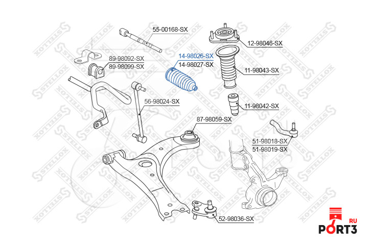 STELLOX 1498026SX Пыльник, рулевое управление