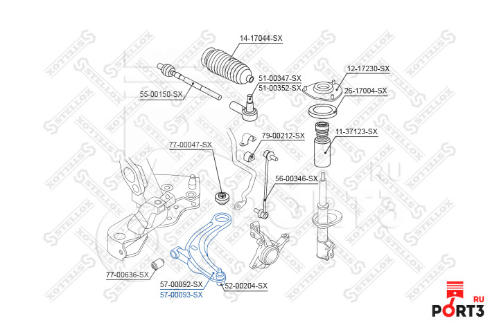 STELLOX 5700093SX Рычаг независимой подвески колеса, подвеска колеса