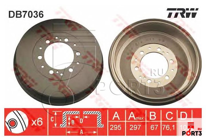TRW DB7036 Тормозной барабан