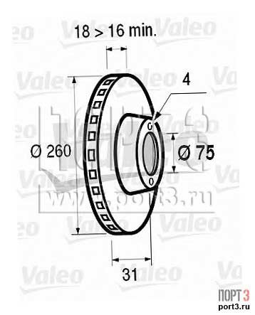 VALEO 186447 Тормозной диск