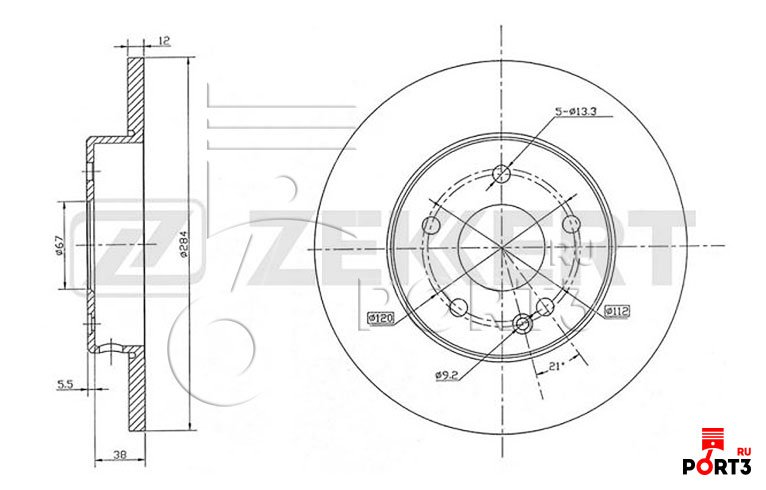 ZEKKERT BS5059 Тормозной диск